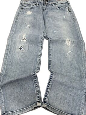 Silver Jeans Sam Boyfriend Cut Women’s Distressed Jeans Size 29 x 28 99% Cotton